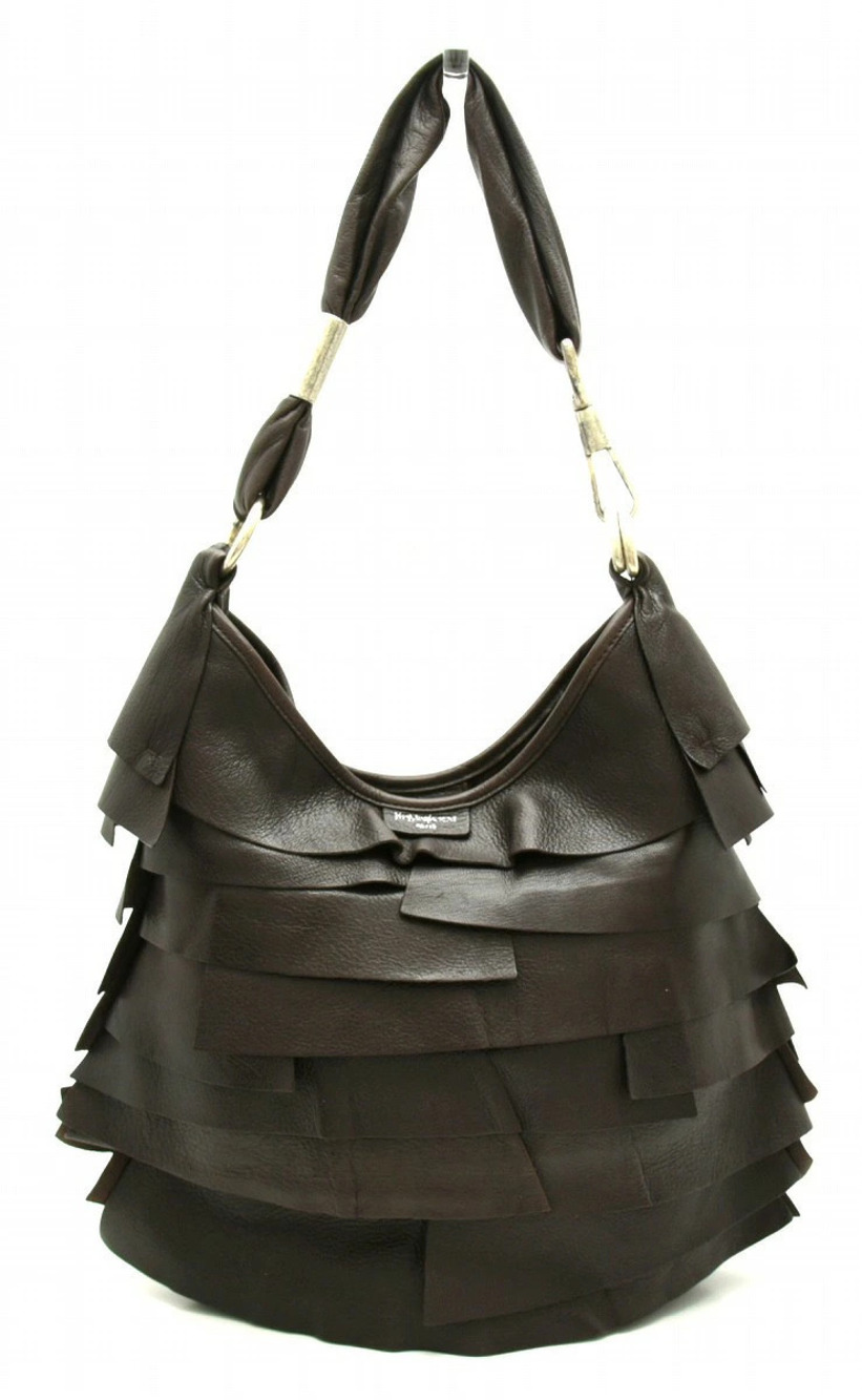 Saint Laurent Yves YSL Saint Tropez Shoulder Bag Brown Leather